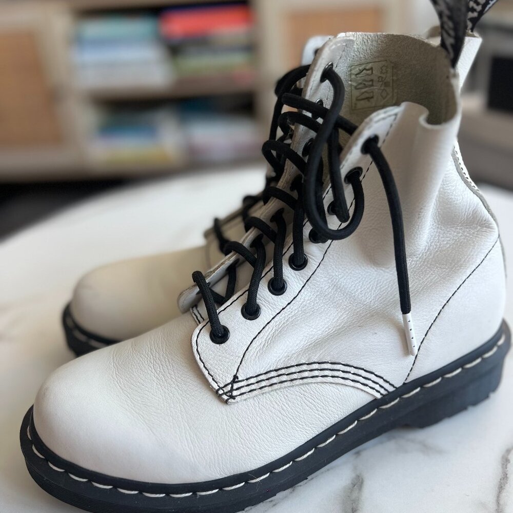 Dr. Marten White Leather Boots | Size 8